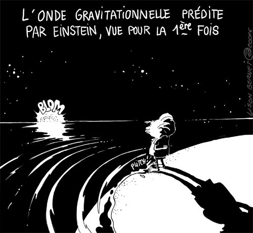 L'onde gravitationnelle prédite par Einstein, vue pour la 1ère fois - Dessin de Lison Bernet